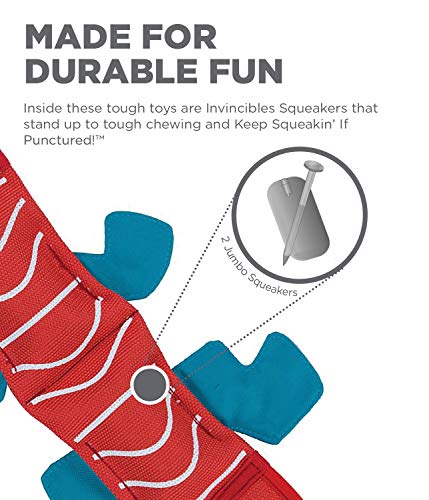 Outward Hound Fire Biterz Red Lizard Plush Firehose Material Interactive Dog Toy, Medium - color: Red Lizard, size: Medium (Pack of 1)