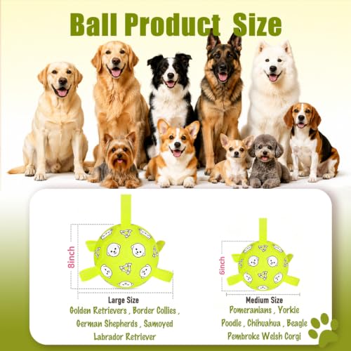 Dog Soccer Ball with Straps, 6 Inch Jolly Ball for Medium Dogs - color: Yellow, size: Medium-6 Inch