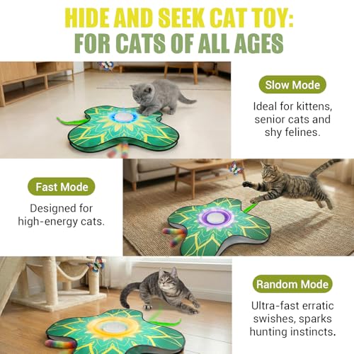 Interactive Cat Toys For Indoor Cats, Rechargeable Touch Automatic Cat Toy - color: Green