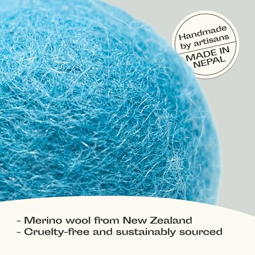 MEOWFIA Wool Ball Toys - 6-Pack of Safe for Cats and Small Dogs Balls - 1.5 Inch Felted Wool Cat Toy and Dog Toy - Perfect with Cat Cave - Silent - Mini Tennis Balls - (1,5in/Aquamarine) - size: 1.5 Inch