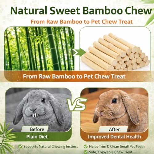 Sukh 320g Sweet Bamboo Chew Sticks - Natural Rabbit & Chinchilla Chew Toys - size: 11.29 OZ