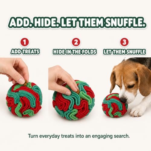 Snuffle Ball for Dogs - Interactive Dog Toys to Keep Them Busy, Dog Puzzle Toy with Soft Fabric for Small, Medium, Large Dogs Daily Companionship, Training Reward Gift - color: Red & Green, size: Small
