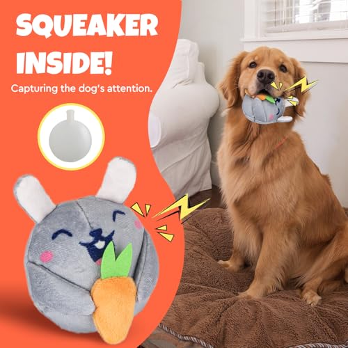 Interactive Hide and Seek Squeaky Dog Plush Toy for Small Dogs, Carrot and Bunny Set, 4 Pack Set