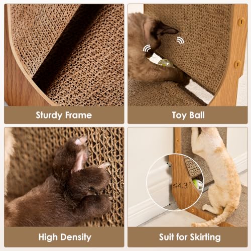 EHEYCIGA Extra Wide 16.5in Cardboard Cat Scratcher for Indoor Cats, Brown - color: Brown, size: 16.6x16.5x26.8