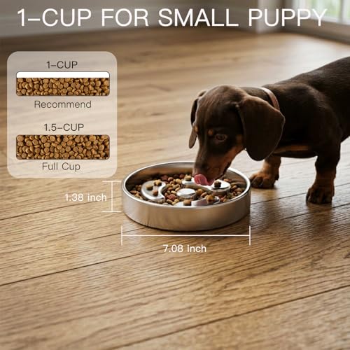 Slow Feeder Dog Bowls, 1Cup for Small Puppy, 2Pack - color: 2-Pack