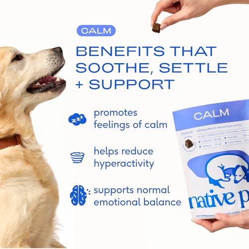 Native Pet Calming Chews for Dogs - Promotes Calming Effect, Supports Emotional Balance & Reduces Hyperactivity - Hemp Seed, Melatonin for Dogs, L-Theanine & Casein -Air-Dried 60 Chews - size: 60 Servings