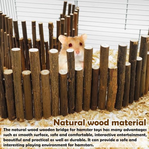 PINVNBY Bendy Hamster Climbing Ladder Bridge Long Natural Wooden Rat Fence - size: L:19.7x4inches,9.8x4inches