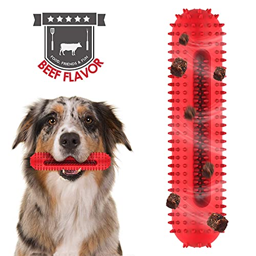 petizer Dog Squeaky Toy for Aggressive Chewers, Tough Toothbrush Dental Dog Chew Toy, Durable Rubber Toy for Pet Training, Dog Teeth Cleaning, Playing and Chewing for Medium & Large Breeds