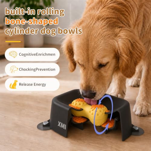 Dog Lick Bowl Slow Feeder with Rolling Log & Suction Base - color: Black