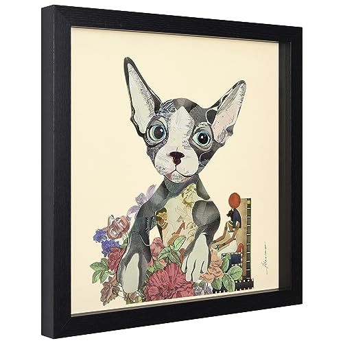 Empire Art Direct Sphynx Dimensional Collage Handmade by Alex Zeng Framed Graphic Cat Wall Art Ready to Hang, 17 in. x 17 in. x 1.4 - color: Gray, size: 17"L x 17"W