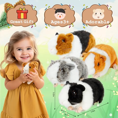 redaica 4pc Guinea Pig Stuffed Animals, Realistic Plush Cute Plushie - size: 4pcs