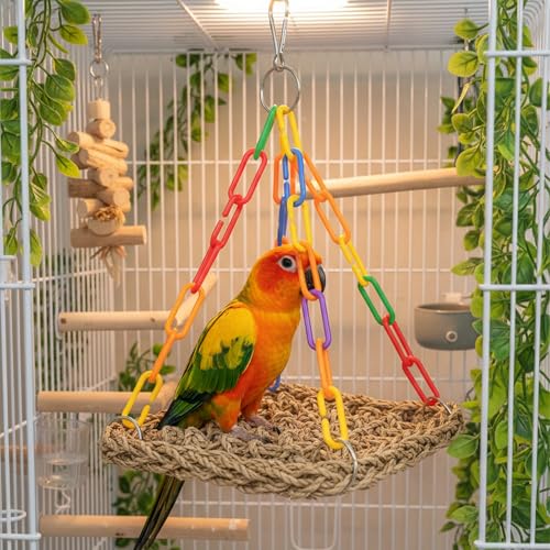 Natural Grass Bird Hammock, Climbing Perch for Pets