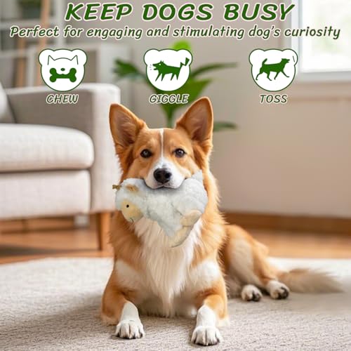 Squeaky Stuffed Dog Toys, Chew Sheep for Large Medium Small Breeds - color: White