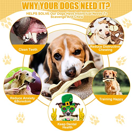 Sosation 4/5 Pack Dog Chew Toys for Aggressive Chewers Indestructible Nylon Dog Bones Beef Flavor Teething Chew Toys Bones for Large/Medium/Small Puppies(Medium) - size: Medium