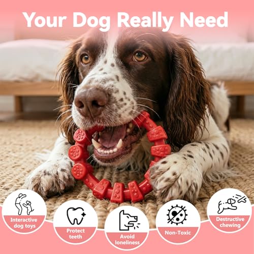 BoYoYo 2 Pack Indestructible Dog Chew Toys for Aggressive Chewers - color: Red&Puple