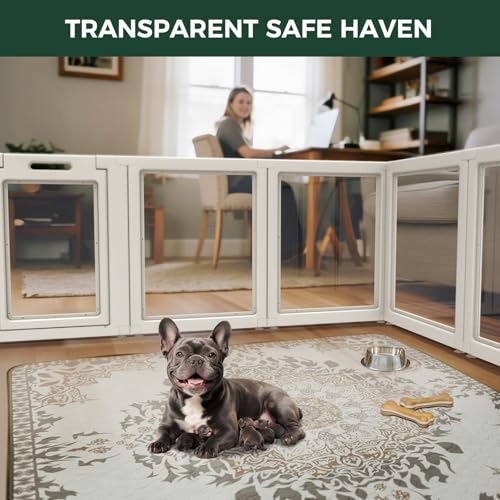 FXW AuraSpace Clear Acrylic Indoor Dog Playpen, 30" H, 16 Panels, White - color: White, size: 30"H