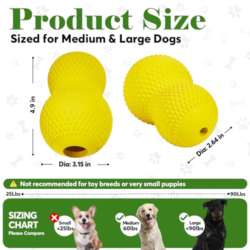 Kimee Natural Rubber Dog Chew Toys Dog Toys for Aggressive Chewers Gourd - color: Yellow-Gourd
