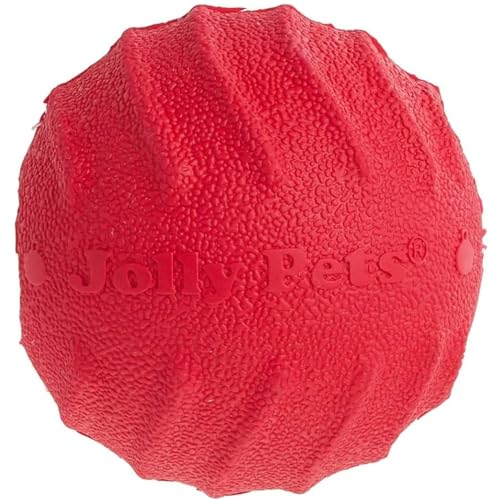 Dog Toys Hollow Red Tough Rubber Ball Cleans Teeth Bounce Fetch Fill with Treats (Large - 4 Inch) - size: Large - 4 Inch