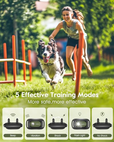 SLOPEHILL Dog Shock Collar,4200FT Dog Training Collar with Remote,Green - color: Green