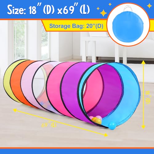 SweHouse Colorful Play Tent Tunnel for Babies, Toddlers, Kids - with Mesh Windows, Indoor Outdoor Pop Up Tunnel Toy Gift - style: Pink
