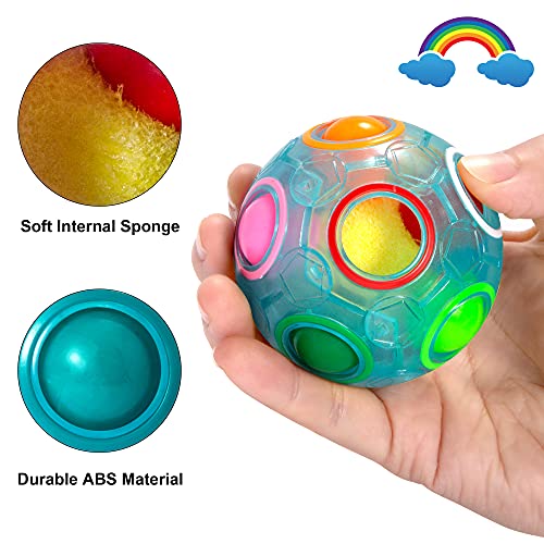 Vdealen Magic Rainbow Puzzle Ball, Fidget Ball Puzzle Brain Teaser Fidget Toy for Boys & Girls- Birthday Party Easter Valentines Christmas Stocking Stuffers for Kids Teen & Adults-2 Pack - color: Blue&pink