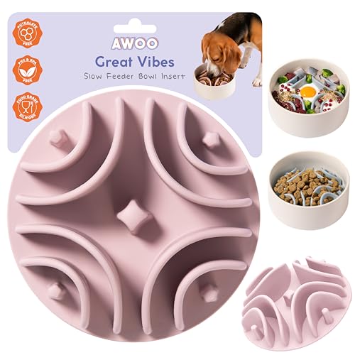 Great Vibes - Silicone Slow Feeder Insert for 6 Inch+ Dog Bowl (Mauve) - color: Mauve