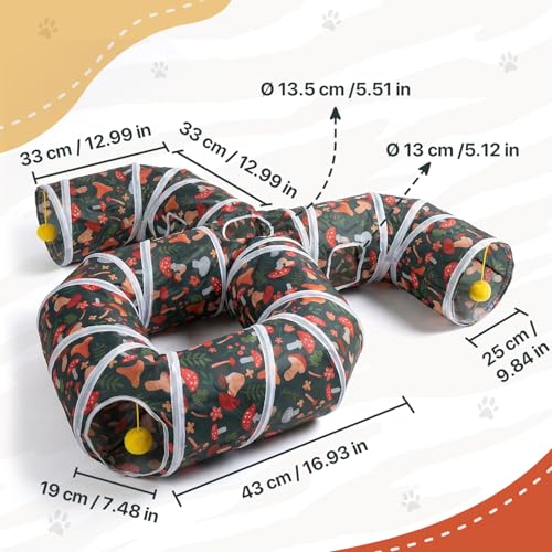 Cat Tunnel for Indoor Entertainment, Tear-Resistant Cat Play Tube with Play Ball, Collapsible Pet Tube with Interactive Peephole, Ideal for Kittens Puppies Rabbits (Octopus-Shaped) - color: Octopus-shaped