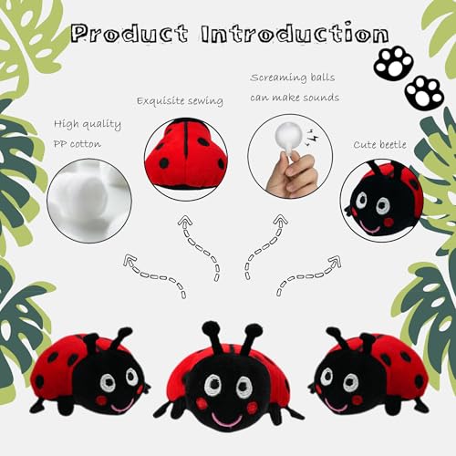 Hide and Seek Dog Toys, Multi-Purpose Interactive Squeaky Toys with Detachable Non-Slip Base, Treat Dispensing & Flying Disc Fetch, Enrichment Toys for Small Medium Large Dogs - color: Trunk Hideout with 4 Ladybirds