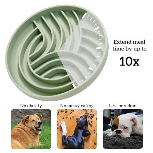 OHMO Slow Feeder Dog Bowl, 7.9" Lick Mat for Dogs, Tree of Life, Sage Green - color: Sage Green