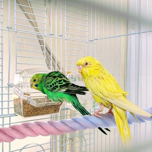 M METERXITY 2-Pack Rope Perches for Bird Cages, 13.8 in Length Comfort Grip Flexible Rope Perch Beak & Paw Grinding for Parrots/Cockatiels/Parakeets, Bird Platform Sand [Pink Blue] - color: Pink Blue, size: 13.8 in