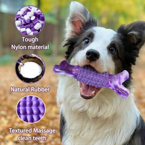 Dog Toys for Aggressive Chewers, Tough Stick Chew Bone - color: 01-Purple