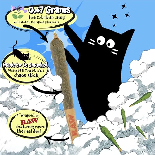 LIT LABS Catnip Joint - 5 Organic Pre-Rolls Papers to Fix a Bad Cattitude - Funny Cat Toy for Indoor Cats with Existential Dread