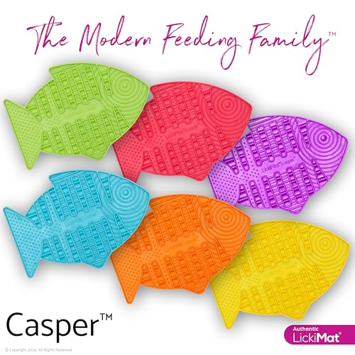 Lickimat Casper & Felix, Fish-Shaped Cat Slow Feeders Lick Mat, Boredom Anxiety Reducer; Perfect for Food, Treats and Anxiety Reduction. (Turquoise & Green) - color: Turquoise & Green