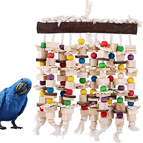 20.5"X 11" Large Bird Parrot Chewing Toy-Natural Wooden Parrot Tearing Toys - color: Natural