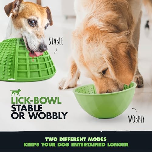 Tuff Pupper Lick Bowl for Dogs | Standard Size Slow Feeder Bowl | Four Textures for Dog Anxiety & Boredom | Silicone Lick Mat | Easy Clean Dishwasher Safe | Stable & Wobble Modes | NOT for Chewing - size: Standard