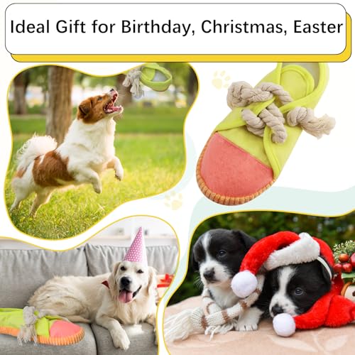 vocheer Durable Dog Chew Toy, Interactive Squeaky Shoe Toy, Yellow - color: Yellow