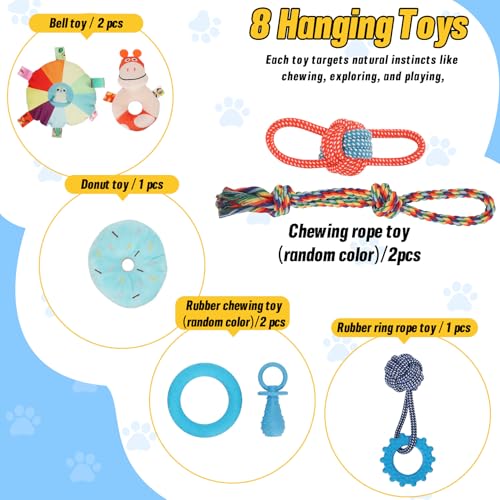 Puppy Play Gym with 8 Hanging Toys - color: Yellow, size: 22.28x16.65x17.71in