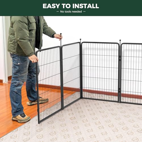 FXW Rollick Dog Playpen, Indoor, Yard & RV Camping, 40" H, 16 Panels - color: Black, size: 40"H