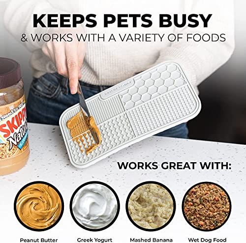 Pup Culture Dog Lick Mat for Dogs (2 Pack), Feeding Pad for Anxious Pets Plus 4 Different Puzzles for Mental Stimulation for Dogs - Supports Mental, Dental, and Digestive Health - Heavy Duty - color: Grey, size: 2 Pack