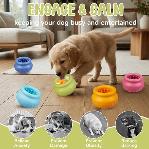 Wobbly Dog Enrichment Lick Toy, Stuffable Frozen Lick Bowl to Keep Dogs Busy, Long-Lasting Interactive Treat Dispensing Dog Toy, Silicone Fetch Catch Chew Toy(Green,L) - color: Green, size: L