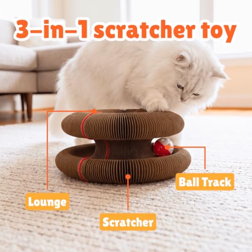 KITTY KURLZ Interactive Cat Toy & Cardboard Cat Scratcher