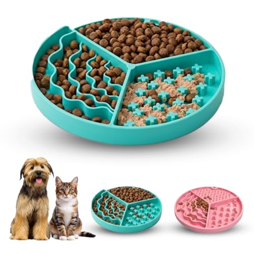 Large Size Cat & Dog Slow Feeder Puzzle Toy, Interactive Puzzle Feeder Bowl, Dog Lick Mat, Cat Food Puzzle, Pet Feeding Toy for Mental Stimulation, BPA Free Silicone, Dishwasher Safe (Green) - color: Mint Green