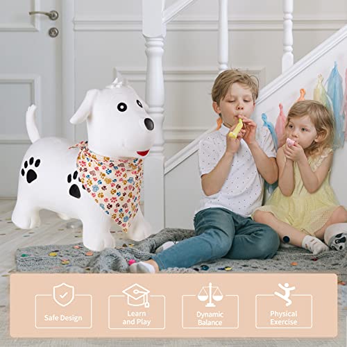 INPANY Bouncy Dog Hopper for 2-5 Boys, Toy, Pump Included - color: White Dog