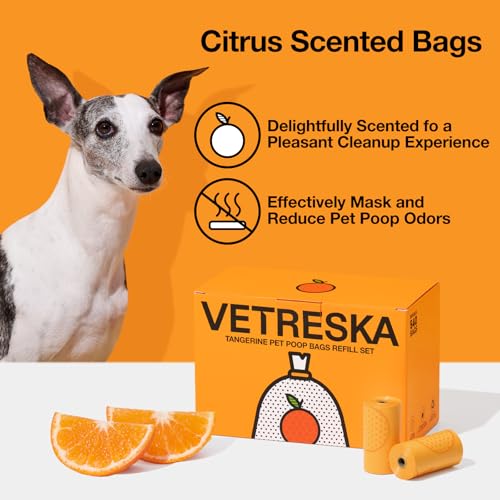 VETRESKA Citrus Scented Dog Poop Bags, 540 Counts, Leak Proof - color: Citrus, size: 1 Count (Pack of 540)