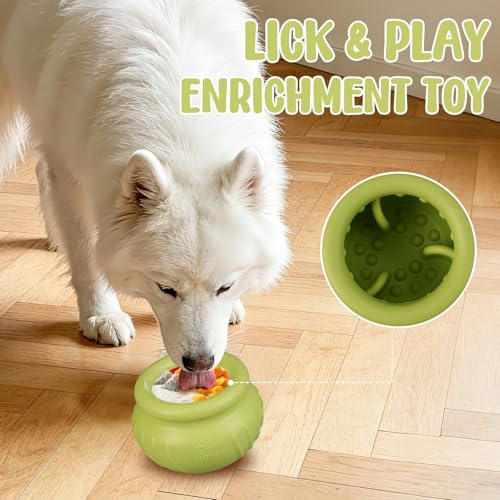 Wobbly Dog Enrichment Lick Toy, Stuffable Frozen Lick Bowl to Keep Dogs Busy, Long-Lasting Interactive Treat Dispensing Dog Toy, Silicone Fetch Catch Chew Toy(Green,L) - color: Green, size: L
