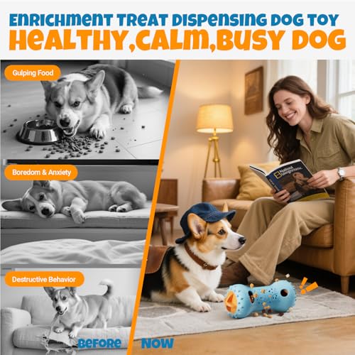 FOXMM Interactive Treat Dispensing Dog Toys – Adjustable Puzzle Toy - color: Blue&Orange
