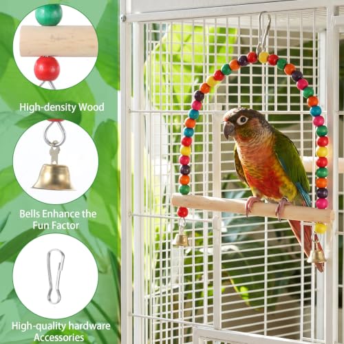 2 Pcs Bird Swing and Rainbow Color 6-Step Bird Ladder for Cage