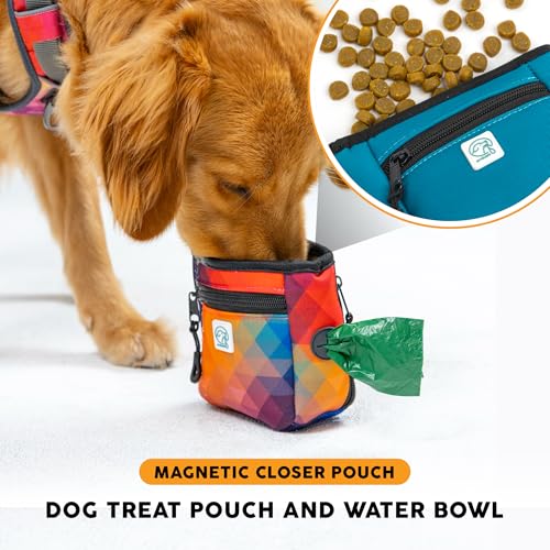 Embark Dog Treat Pouch - Waterproof Training Bag & Portable Water Bowl - color: Teal