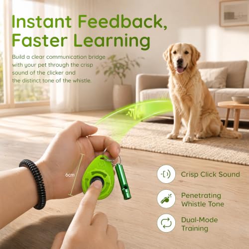 Dog Training Clicker, Dog Training & Behavior aids, Dog Training kit (Green) - color: Green