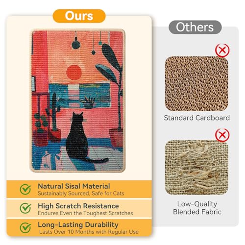 Sisal Cat Scratcher Mat Cat Scratching Pad with Adhesive Tape 23.6x15.7'' - color: PinkRomance
